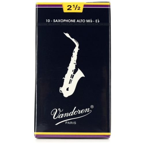  Vandoren SR2125 - Traditional Alto Saxophone Reeds with Reed Case - 2.5 (10-pack)