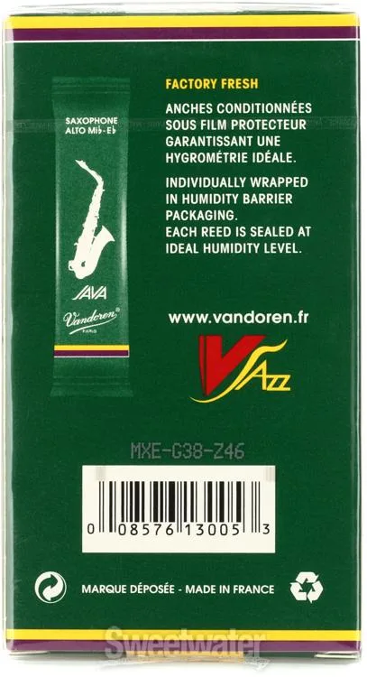  Vandoren SR2635 - JAVA Green Alto Saxophone Reeds - 3.5 (10-pack)