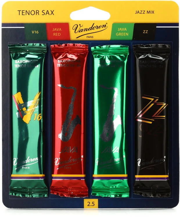  Vandoren SRMIXT25 - Jazz Mix Tenor Saxophone Reeds - 2.5 (4-pack)