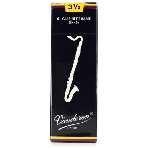  Vandoren CR1235 Traditional Bass Clarinet Reed with Reed Case - 3.5 (5-pack)