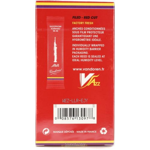  Vandoren SR303R - JAVA Red Soprano Saxophone Reeds - 3.0 (10-pack)