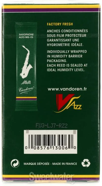  Vandoren SR264 - JAVA Green Alto Saxophone Reeds - 4.0 (10-pack)