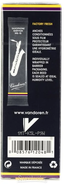  Vandoren SR2425 - Traditional Baritone Saxophone Reeds With Reed Case - 2.5 (5-pack)