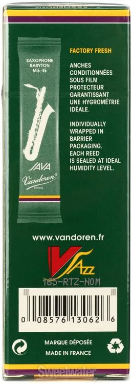  Vandoren SR343 - JAVA Green Baritone Saxophone Reeds - 3.0 (5-pack)