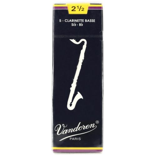  Vandoren CR1225 Traditional Bass Clarinet Reed with Reed Case - 2.5 (5-pack)