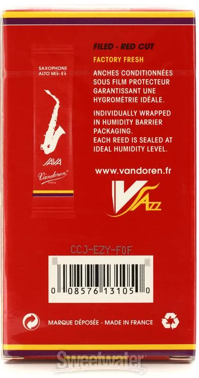  Vandoren SR2635R - JAVA Red Alto Saxophone Reeds - 3.5 (10-pack)