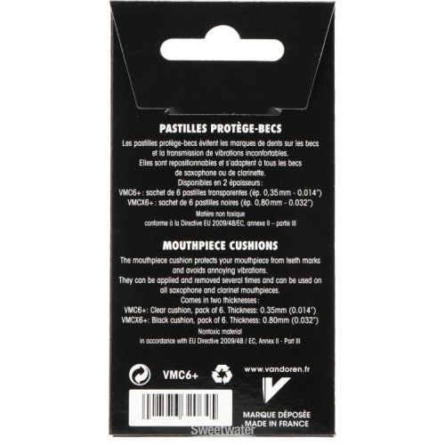  Vandoren VMC6 Mouthpiece Cushions - Clear, Thin (6-pack)