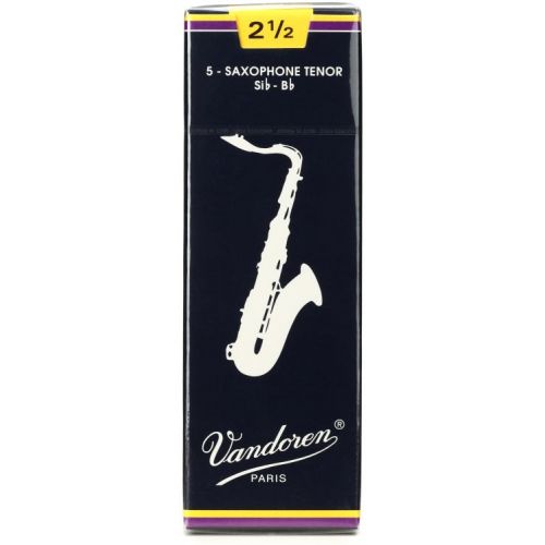  Vandoren SR2225 - Traditional Tenor Saxophone Reeds with Reed Case - 2.5 (5-pack)