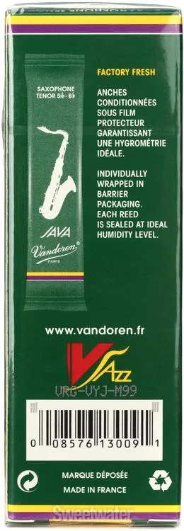  Vandoren SR272 - JAVA Green Tenor Saxophone Reeds - 2.0 (5-pack)