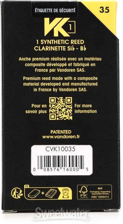  Vandoren VK1 Synthetic Bb Clarinet Reed - 35