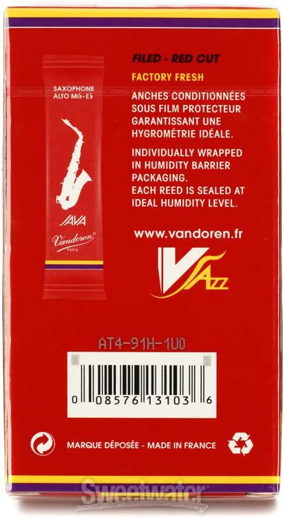  Vandoren SR2625R - JAVA Red Alto Saxophone Reeds - 2.5 (10-pack)