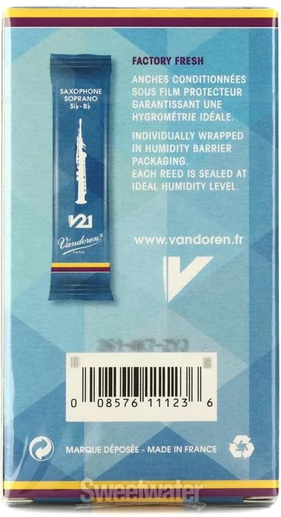  Vandoren SR8025 - V21 Soprano Saxophone Reeds - 2.5 (10-pack)