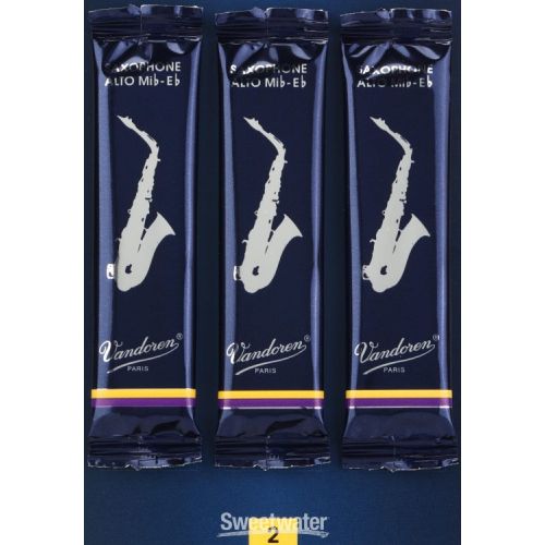  Vandoren SR212/3 Traditional Alto Saxophone Reeds - 2.0 (3-pack)