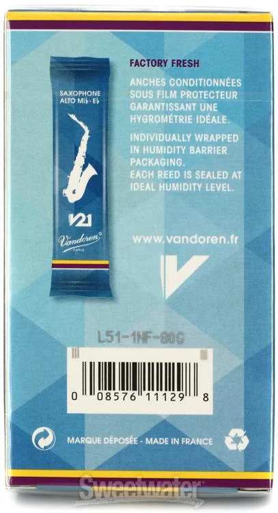  Vandoren SR813 - V21 Alto Saxophone Reeds - 3.0 (10-pack)