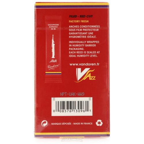  Vandoren SR3025R - JAVA Red Soprano Saxophone Reeds - 2.5 (10-pack)