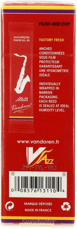  Vandoren SR2725R - JAVA Red Tenor Saxophone Reeds - 2.5 (5-pack)