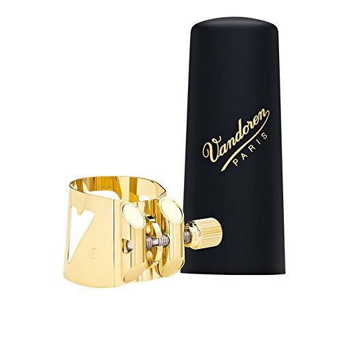  Vandoren LC07P Optimum Ligature and Plastic Cap for Alto Saxophone Gilded with 3 Interchangeable Pressure Plates