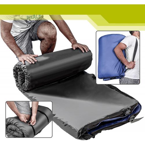  Vaneventi Double Self-Inflating Camping Mattress, 80”×52” Sleeping Pad, Ultra Comfortable Side Sleep Friendly 4 Inches Thick PU Foam, Portable Roll-Up Floor Guest Bed, TPU Material