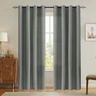 [아마존핫딜][아마존 핫딜] Vangao Grey Curtains 84 inches Long Faux Silk Opaque Curtain Light Filtering Living Room Satin Drapes Privacy Window Treatments Set for Bedroom, Grommet Top,2 Panels