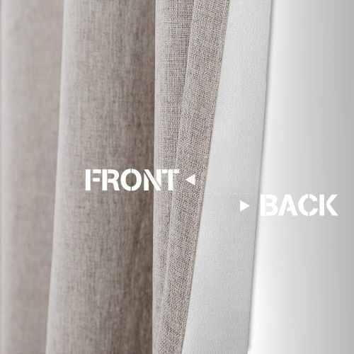  [아마존베스트]Vangao Beige Linen Curtains Bedroom Room Darkening Linen Textured Window Curtain Panels Living Room 45 inches Long Window Treatment Set Grommet Top 2 Panels