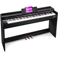 Vangoa Digital Piano, 88 Keys White Weighted Hammer Action Home Digital Piano Full size with Furniture Stand, Flip Key Cover, Three Pedals and Power Adapter