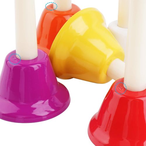  Lightwish Handbells, 8 Note Hand Bells Diatonic Musical Toy Bells for Kids Toddlers Children Adults Teaching Church Chorus Family Party