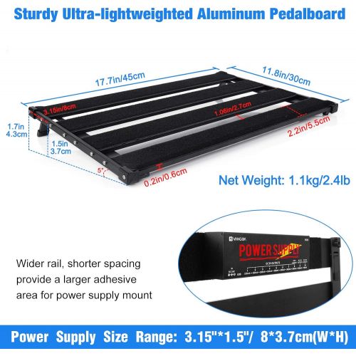  Vangoa Guitar Pedal Board, Aluminum Alloy Ultra Slim 2.4lb Lightweight Effect Pedalboard 17.7 x 11.8 with Carrying Bag