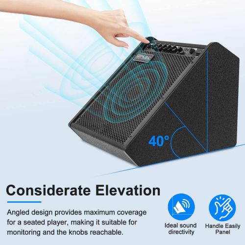  [아마존베스트]Vangoa Coolmusic 100W Bluetooth Personal Monitor Electronic Drum Amplifier Dual Channel Speaker with 3-band EQ