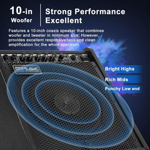  [아마존베스트]Vangoa Coolmusic 100W Bluetooth Personal Monitor Electronic Drum Amplifier Dual Channel Speaker with 3-band EQ