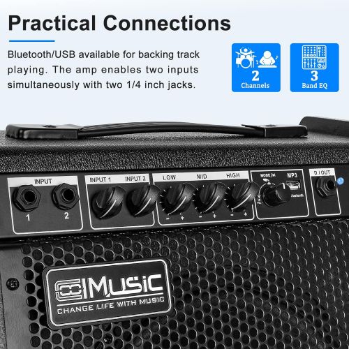  [아마존베스트]Vangoa Coolmusic 100W Bluetooth Personal Monitor Electronic Drum Amplifier Dual Channel Speaker with 3-band EQ