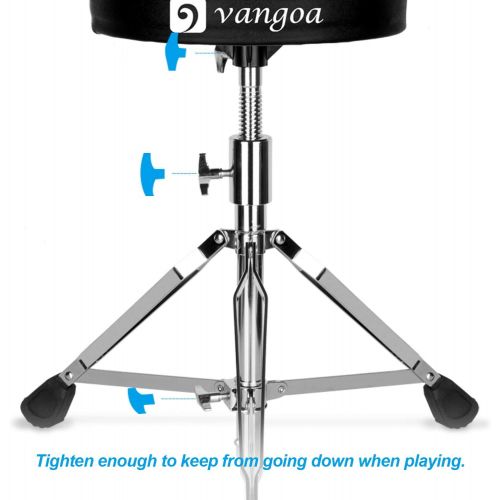  [아마존베스트]Drum Set Throne Double Braced Portable Folding Padded Drum Seat Adjustable Height Tripod Drumming Stools with Rubber Feet for Drummers Kids Adults, by Vangoa