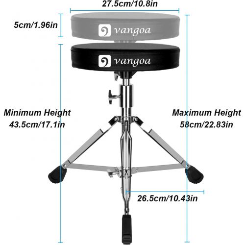  [아마존베스트]Drum Set Throne Double Braced Portable Folding Padded Drum Seat Adjustable Height Tripod Drumming Stools with Rubber Feet for Drummers Kids Adults, by Vangoa