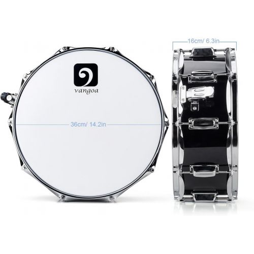  [아마존베스트]Vangoa Snare Drum Kit, Marching Snare Drum, 14 x 5.5 with 10mm Padding Carry Bag, 5A DrumSticks, Speed-up Drum Key, Strap, Drum Mute Pad