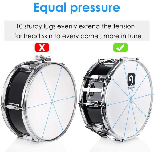  [아마존베스트]Vangoa Snare Drum Kit, Marching Snare Drum, 14 x 5.5 with 10mm Padding Carry Bag, 5A DrumSticks, Speed-up Drum Key, Strap, Drum Mute Pad