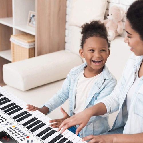  [아마존베스트]Vangoa VGK6101 Electronic Keyboard Piano, 61 Lighted Full-size Keys Electric Piano Keyboard with Stand, X-type Bench, 3 Teaching Modes, 600 Tones, 400 Rhythms, 30 Demo Songs, 61 Pe