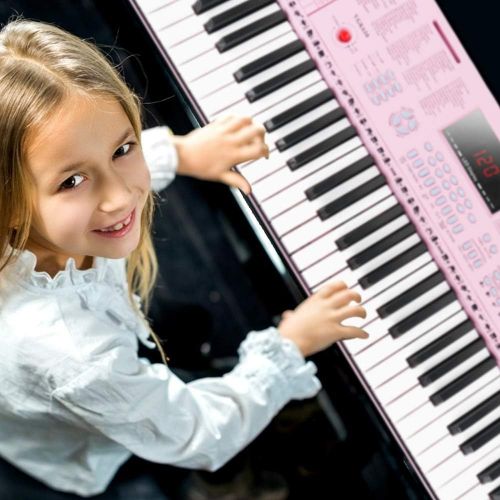  [아마존베스트]Digital Electric Keyboard Piano, Premium 49-Key Portable Electronic Keyboard Piano for Beginners, Adapter & Battery Power Supply, Pink, by Vangoa