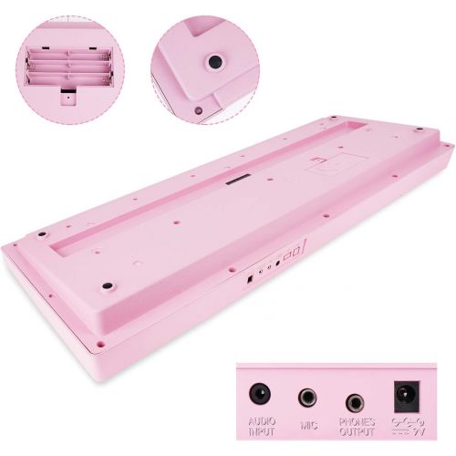  [아마존베스트]Digital Electric Keyboard Piano, Premium 49-Key Portable Electronic Keyboard Piano for Beginners, Adapter & Battery Power Supply, Pink, by Vangoa