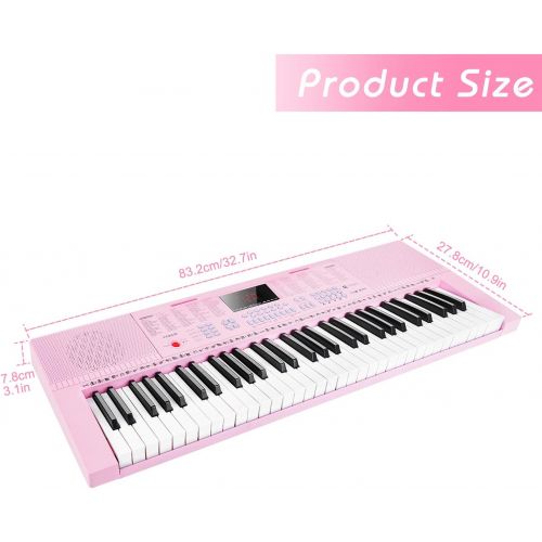  [아마존베스트]Digital Electric Keyboard Piano, Premium 49-Key Portable Electronic Keyboard Piano for Beginners, Adapter & Battery Power Supply, Pink, by Vangoa