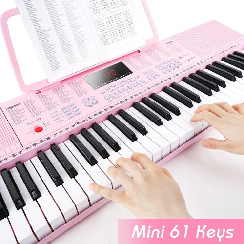  [아마존베스트]Digital Electric Keyboard Piano, Premium 49-Key Portable Electronic Keyboard Piano for Beginners, Adapter & Battery Power Supply, Pink, by Vangoa