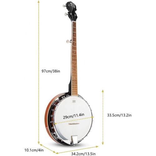  [아마존베스트]Vangoa 5 String Banjo Remo Head Closed Solid Back with beginner Kit, Tuner, Strap, Pick up, Strings, Picks and Bag