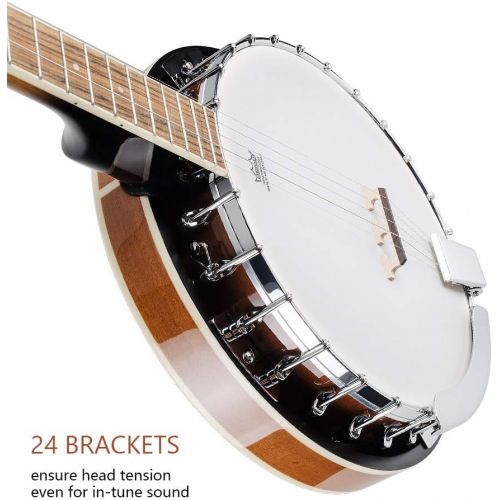  [아마존베스트]Vangoa 5 String Banjo Remo Head Closed Solid Back with beginner Kit, Tuner, Strap, Pick up, Strings, Picks and Bag
