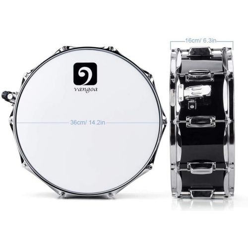  [아마존베스트]Vangoa Snare Drum 14 Inch Maple Wood Cavity Small Drum Acoustic Drum Snare Drums with Snare Wires, Carry Bag, Practice Pad, Drumsticks, Tuning Keys, Strap