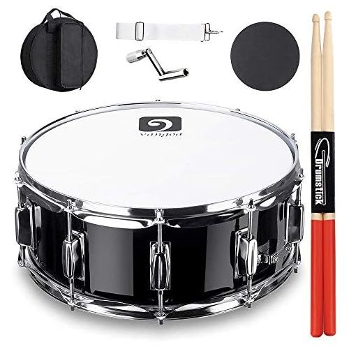  [아마존베스트]Vangoa Snare Drum 14 Inch Maple Wood Cavity Small Drum Acoustic Drum Snare Drums with Snare Wires, Carry Bag, Practice Pad, Drumsticks, Tuning Keys, Strap