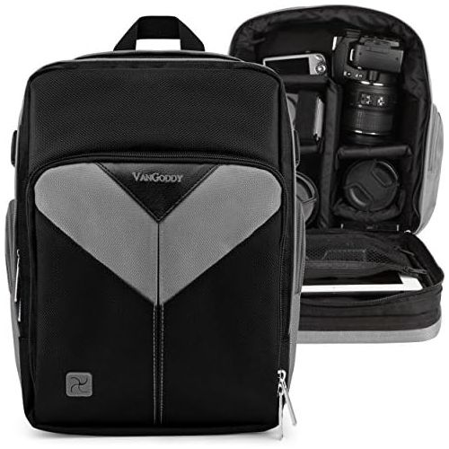  Vangoddy Grey Customizable Carryall Camera Backpack Compatible wtih Nikon D5600, D5500, D5300, D5200, D500