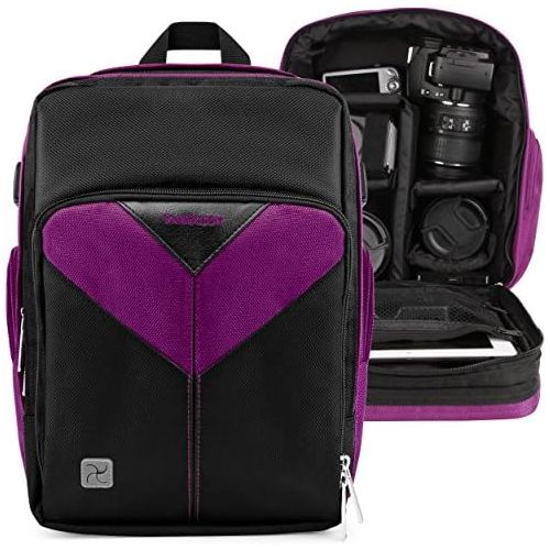 Vangoddy Purple Travel Case Bag Camera Backpack Made for Canon EOS R5 C, R3, R5, R6, Rebel T8i, Ra, 1D X Mark III