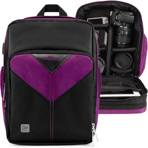  Vangoddy Purple Travel Case Bag Camera Backpack Made for Canon EOS R5 C, R3, R5, R6, Rebel T8i, Ra, 1D X Mark III