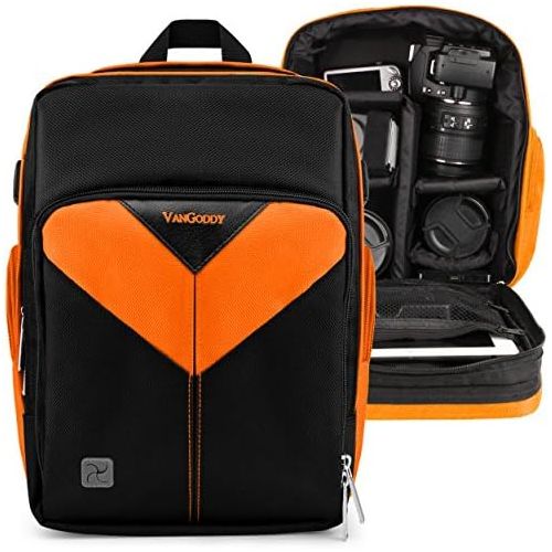  Vangoddy Orange Customizable Carryall Camera Backpack Compatible wtih Nikon D5600, D5500, D5300, D5200, D500