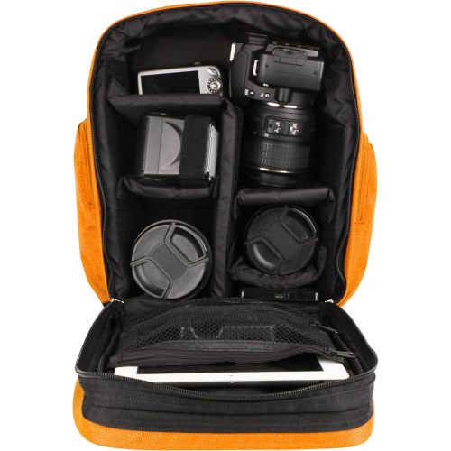  Vangoddy Orange Customizable Carryall Camera Backpack Compatible wtih Nikon D5600, D5500, D5300, D5200, D500
