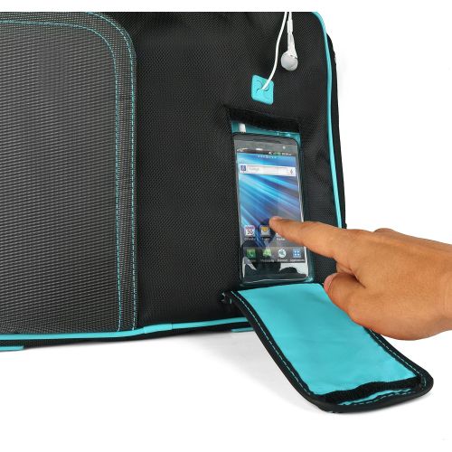  Vangoddy DF_000001075 Pindar Universal Laptop Messenger Bag with Neoprene Sleeve and Headphone Splitter Bundle Package, 13-14, Aqua Blue