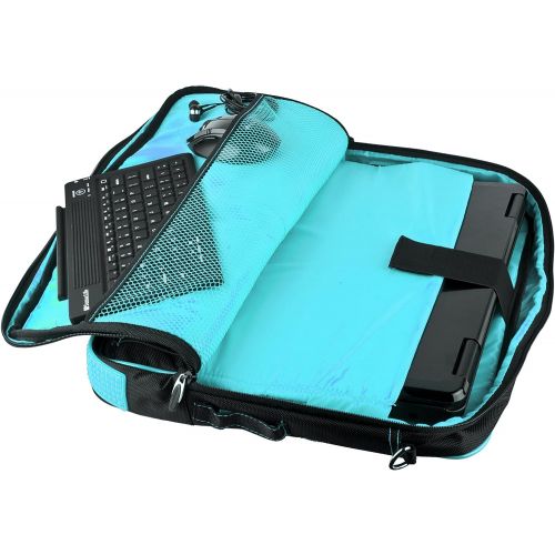  Vangoddy DF_000001075 Pindar Universal Laptop Messenger Bag with Neoprene Sleeve and Headphone Splitter Bundle Package, 13-14, Aqua Blue